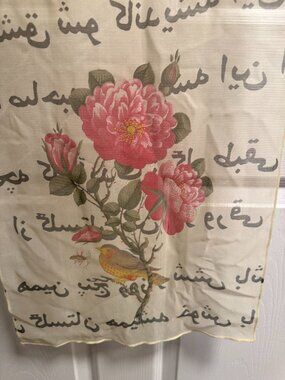 The British Museum Silk Scarf – Floral & Script Print – 100% Silk